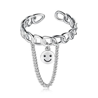 Кольцо стороны Unisex фестиваля колец ювелирных изделий 1.7g 0.08CM стерлинговое серебряное усмехаясь