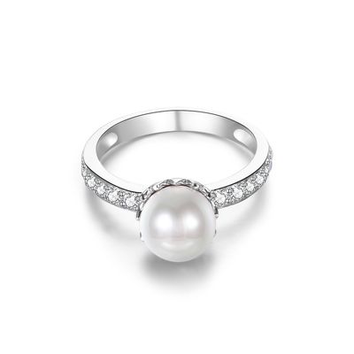 15.8mm кольцо ODM Fiancée кольца с бриллиантом жемчуга 1,38 граммов форменное стерлинговое серебряное
