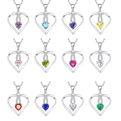 YASVITTI Sparkling Heart 5A Ожерелье из цирконии Родий 925 Стерлинговое серебряное Ожерелье