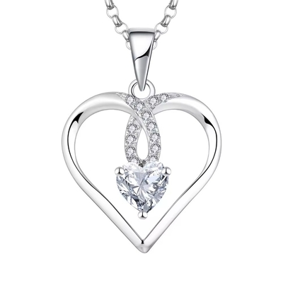 YASVITTI Sparkling Heart 5A Ожерелье из цирконии Родий 925 Стерлинговое серебряное Ожерелье
