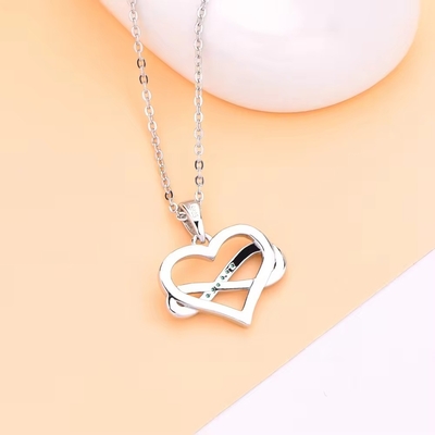 YASVITTI ODM OEM 925 Sterling Silver Sparkling Heart Necklace 5A Zirconia Rhodium Plated Hollow Necklace Подвесные украшения