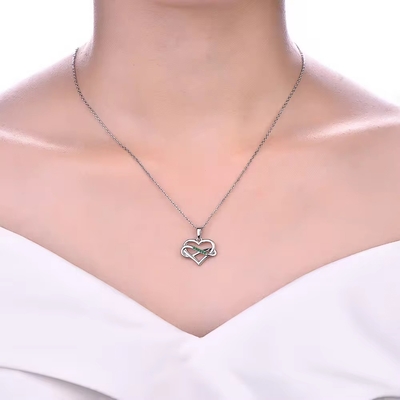 YASVITTI ODM OEM 925 Sterling Silver Sparkling Heart Necklace 5A Zirconia Rhodium Plated Hollow Necklace Подвесные украшения