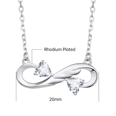 YASVITTI 925 Sterling Silver Infinity Heart Necklace Heart Cubic Zircon Luxury Women Necklace Ювелирные изделия из серебра