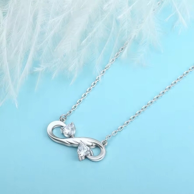 YASVITTI 925 Sterling Silver Infinity Heart Necklace Heart Cubic Zircon Luxury Women Necklace Ювелирные изделия из серебра