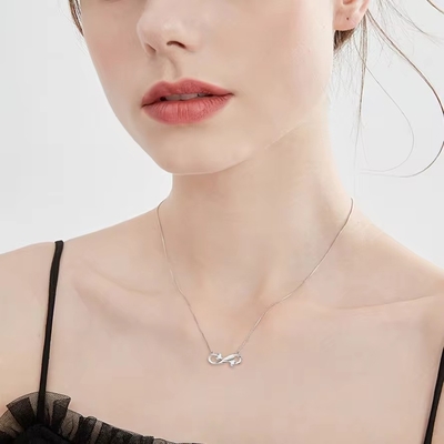 YASVITTI 925 Sterling Silver Infinity Heart Necklace Heart Cubic Zircon Luxury Women Necklace Ювелирные изделия из серебра