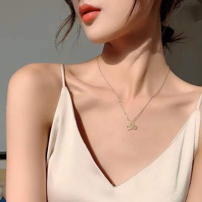 YASVITTI Wholesale 925 Sterling Silver Two Hearts Necklace Charm Custom Gold Plated Heart Necklace Jewelry Ожерелье из серебра с двумя сердцами