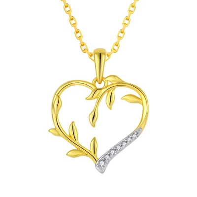 YASVITTI Custom 18K Gold Plating Heart Leaf Pendant Ожерелье 925 Серебряные драгоценности