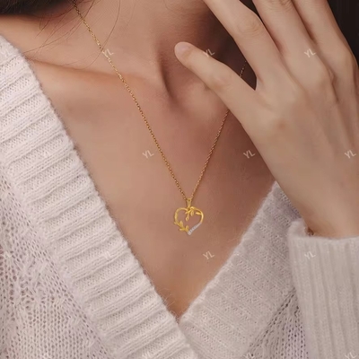 YASVITTI Custom 18K Gold Plating Heart Leaf Pendant Ожерелье 925 Серебряные драгоценности