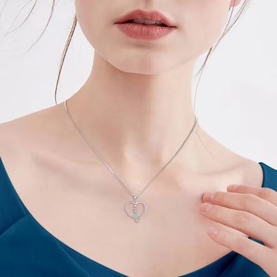 YASVITTI Heart Cat Necklace 925 Sterling Silver Cubic Zirconia Platinum Plated Cat Necklace Jewelry Wholesale Factory. Ожерелье для кошки с сердечным сердцем 925 Стерлинговая серебряная кубическая циркония платиновая ожерелье для кошки ювелирные изделия