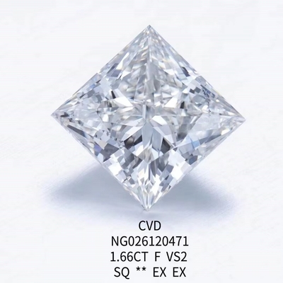 IGI Сертификат NGIC Лаборатория выращенный алмаз принцесса квадратный резка 1.66ct F VS2 Loose Hpht Cvd алмазный мойсанит