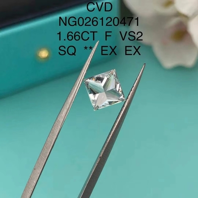 IGI Сертификат NGIC Лаборатория выращенный алмаз принцесса квадратный резка 1.66ct F VS2 Loose Hpht Cvd алмазный мойсанит