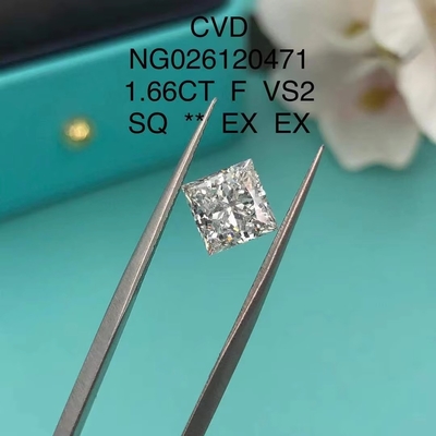 IGI Сертификат NGIC Лаборатория выращенный алмаз принцесса квадратный резка 1.66ct F VS2 Loose Hpht Cvd алмазный мойсанит