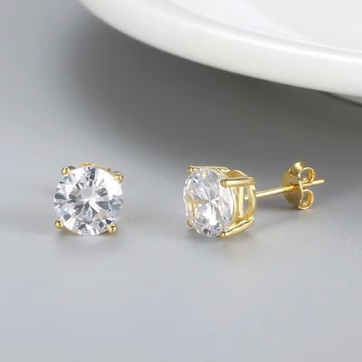 Корейские модные серьги Ювелирные изделия 925 Sterling Silver Classic Single Diamond серьги 2-10mm Zirconia Stud серьги для женщин