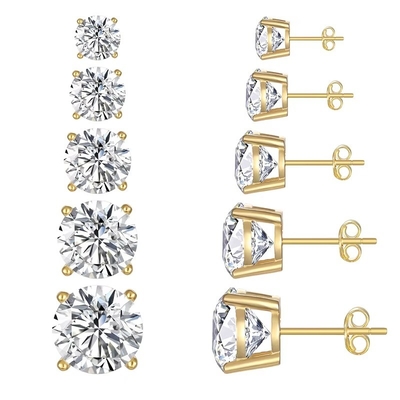Корейские модные серьги Ювелирные изделия 925 Sterling Silver Classic Single Diamond серьги 2-10mm Zirconia Stud серьги для женщин
