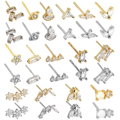 925 Sterling Silver Wholesale Jewelry Minimalist Small 925 Sterling Silver Zircon Stud Earrings Золотопокрытые серьги для женщин