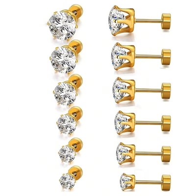 Модные титановые сережки с тонкой иглой из нержавеющей стали круглые 18k позолоченные сережки из циркона