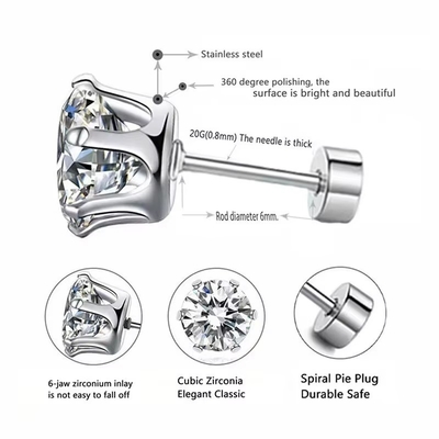 Модные титановые сережки с тонкой иглой из нержавеющей стали круглые 18k позолоченные сережки из циркона