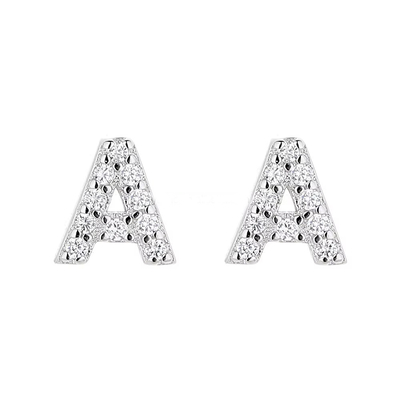 925 Sterling Silver Letter Earring Studs ABC Jewelry Stud Earrings With Rhodium Plated For Women (Стерлинговая серебряная буквенная серёжка с колпачками)