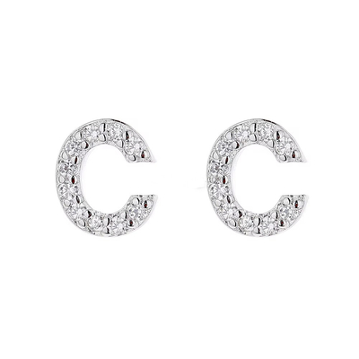 925 Sterling Silver Letter Earring Studs ABC Jewelry Stud Earrings With Rhodium Plated For Women (Стерлинговая серебряная буквенная серёжка с колпачками)