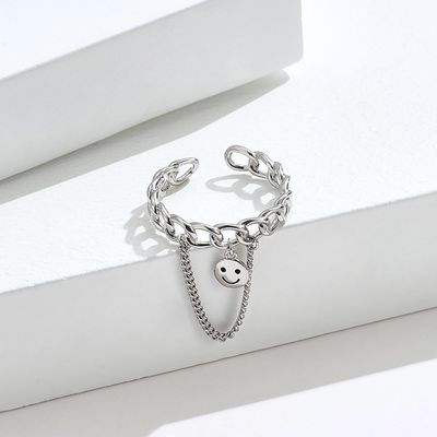 Кольцо стороны Unisex фестиваля колец ювелирных изделий 1.7g 0.08CM стерлинговое серебряное усмехаясь
