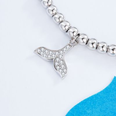 Браслет слайдера Unisex подарка браслета кабеля рыб CZ 2 Gram19x0.35cm серебряный