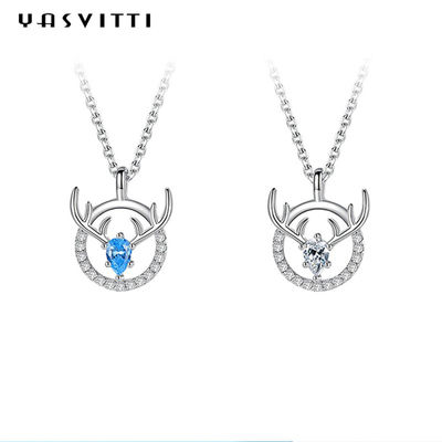 ожерелье Antler стерлингового серебра 3A CZ ожерелья Antler оленей 14x16mm 15in привесное
