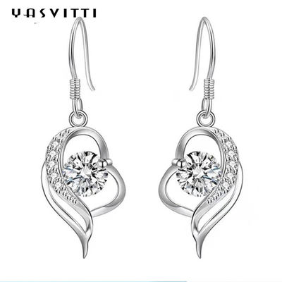 сердце 0.16oz 31x11mm стерлинговое серебряное качает серьги циркона серег 5A CZ голубые