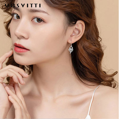 сердце 0.16oz 31x11mm стерлинговое серебряное качает серьги циркона серег 5A CZ голубые