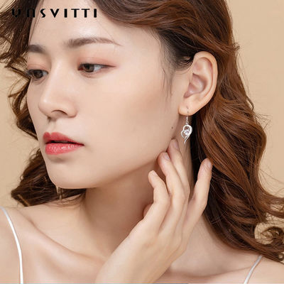 сердце 0.16oz 31x11mm стерлинговое серебряное качает серьги циркона серег 5A CZ голубые