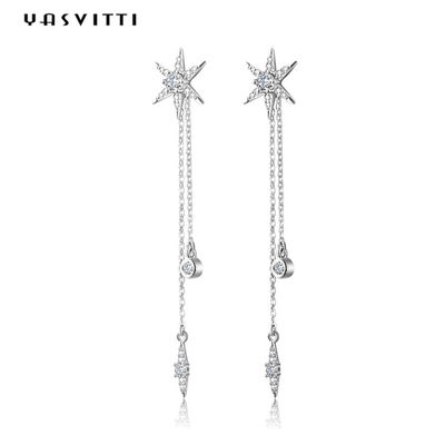 серьги Tassel диаманта звезды серег S925 ювелирных изделий 0.1oz 73.5mm стерлинговые серебряные серебряные