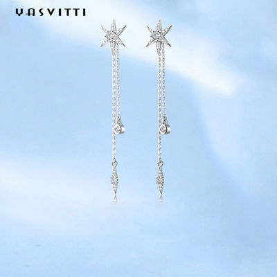 серьги Tassel диаманта звезды серег S925 ювелирных изделий 0.1oz 73.5mm стерлинговые серебряные серебряные