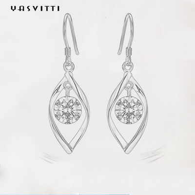 1,61 серьга формы лист Zirconia серег 5A сердца дюйма 0.04oz реальная серебряная