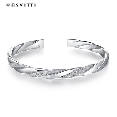 родий браслета тумака извива 3g 13cm покрыл Bangles CZ 925 серебряные