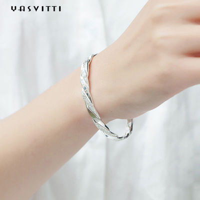 родий браслета тумака извива 3g 13cm покрыл Bangles CZ 925 серебряные