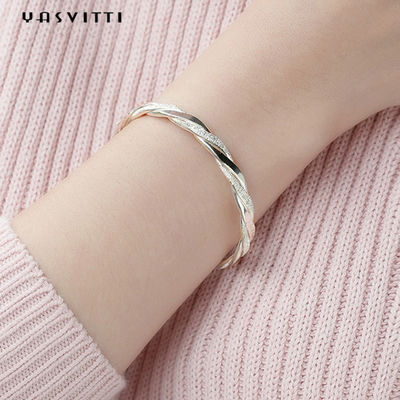 родий браслета тумака извива 3g 13cm покрыл Bangles CZ 925 серебряные