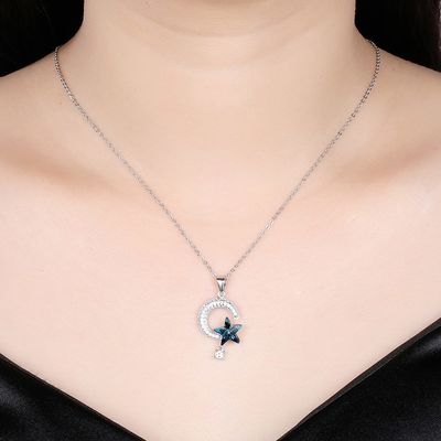 18.1in 4.2g Солнце и ожерелье дня 14k 925 благодарения ожерелья Кристл луны серебряное