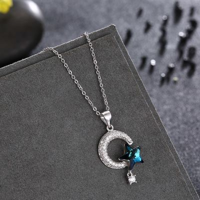18.1in 4.2g Солнце и ожерелье дня 14k 925 благодарения ожерелья Кристл луны серебряное