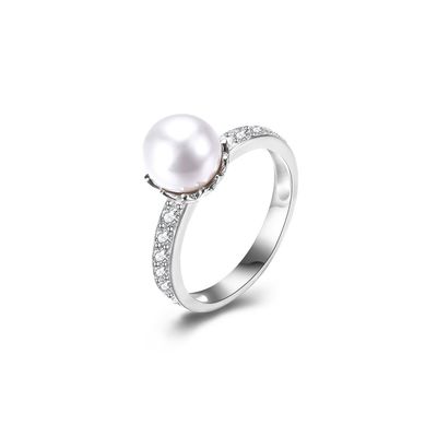 15.8mm кольцо ODM Fiancée кольца с бриллиантом жемчуга 1,38 граммов форменное стерлинговое серебряное