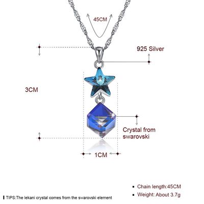 ожерелья звезды Zirconia 5A 3.7g 45cm бриллиантовое колье ODM кубического стерлинговое серебряное