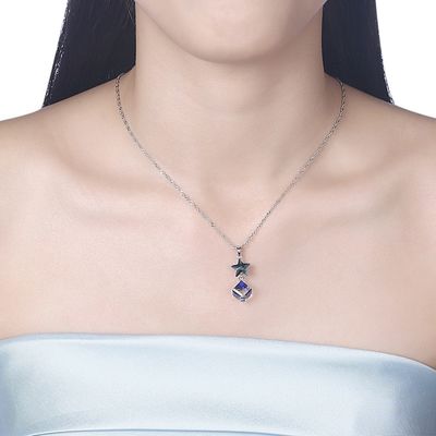 ожерелья звезды Zirconia 5A 3.7g 45cm бриллиантовое колье ODM кубического стерлинговое серебряное