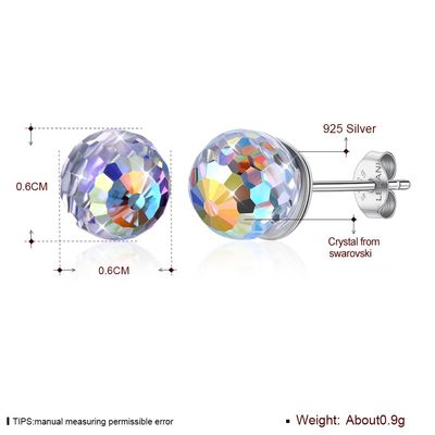 0.6X0.6cm 0,9 SGS серьги стержня шарика Birthstone серег ювелирных изделий грамма стерлинговых серебряных