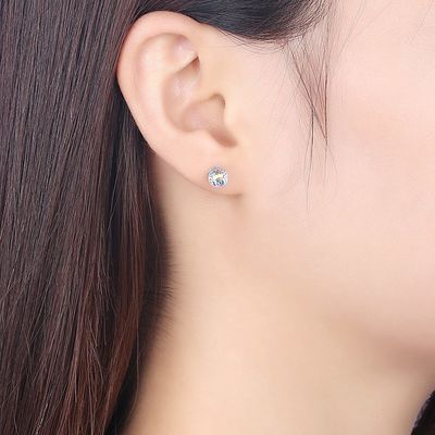 0.6X0.6cm 0,9 SGS серьги стержня шарика Birthstone серег ювелирных изделий грамма стерлинговых серебряных