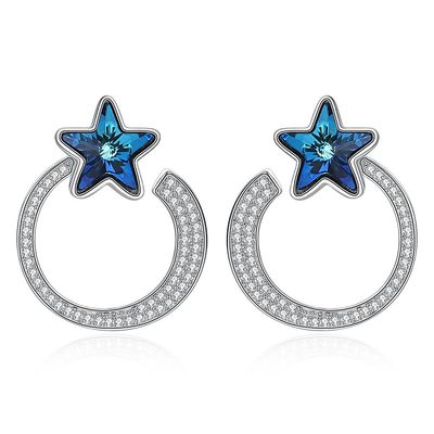 серьги подарка 5A CZ серег обруча звезды 7.2g 2.6x2.1cm твердые серебряные