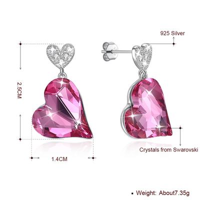 серьги сердца 0.98x0.55in стерлинговые серебряные