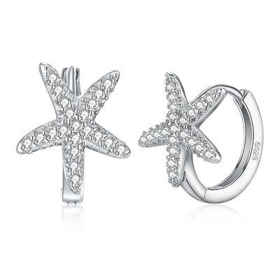 серьга Zirconia морских звёзд серег 5A ювелирных изделий 1.32g 1x1cm стерлинговая серебряная кубическая
