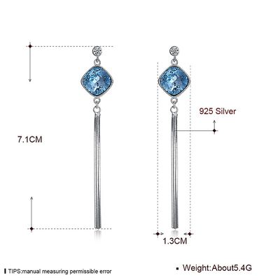 SGS серьги падения Tassel серег ювелирных изделий 0.19oz 7.1cm стерлинговый серебряный Unisex