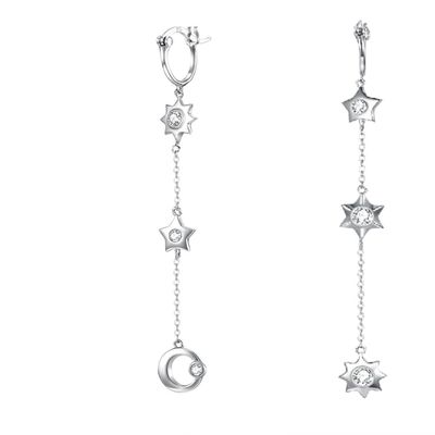 серьги ювелирных изделий 1.75g 3.7in стерлинговые серебряные лунатируют SGS серег падения сплава звезды