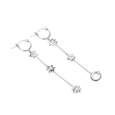 серьги ювелирных изделий 1.75g 3.7in стерлинговые серебряные лунатируют SGS серег падения сплава звезды