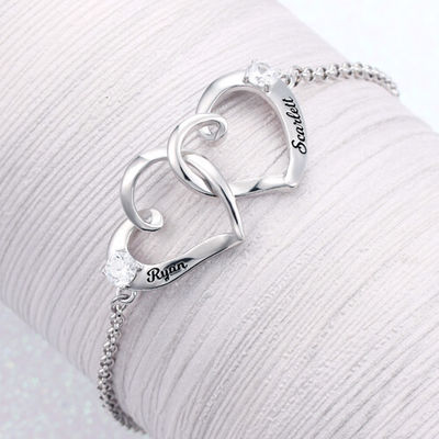 ODM браслета имени браслета для лодыжки сердца двойника 0.35oz 1.9X1.7cm unisex выгравированный