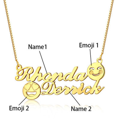 ожерелье имени ожерелья S925 золота 1.8ft 0.07oz Emoji мемориальное начальное